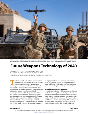 2040 年的未来武器技术 - 陆军大学出版社